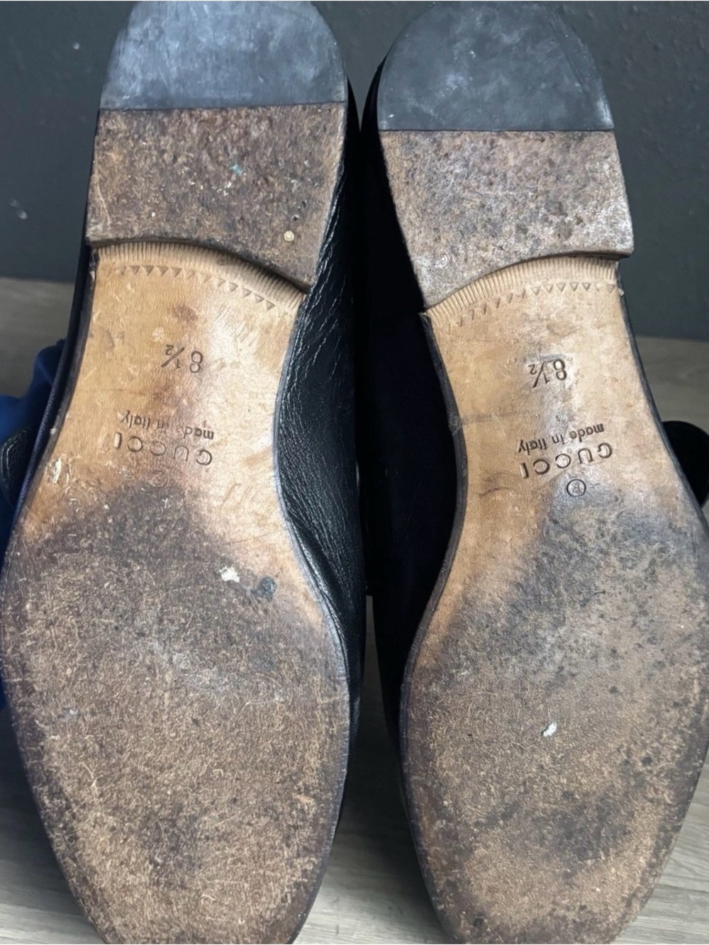 GUCCI Mens Donnie Web Double GG Loafers Heels Black Leather Sz 8.5 - Picture 13 of 16